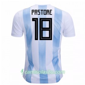 Camisolas de Futebol Argentina Pastore 18 Equipamento Principal Copa do Mundo 2018 Manga Curta